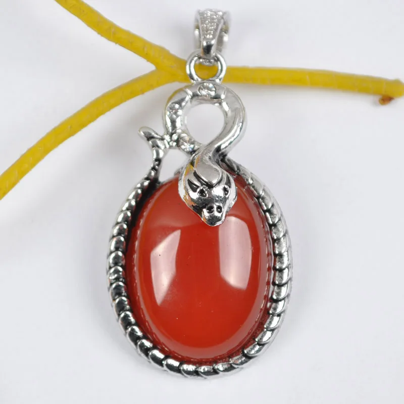 Natural Red Carnelian Bead GEM Pendant Snake Animal Jewelry S1140