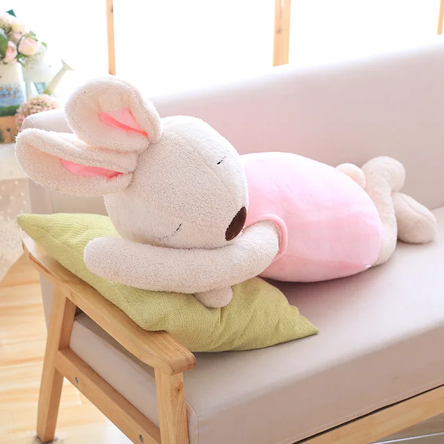 Cute Rabbit Plush Pillows Soft Bunny Stuffed Animals Doll Soft Comfort Sleeping Appease Lying Rabbit Pillow Toys for Girl Gifts