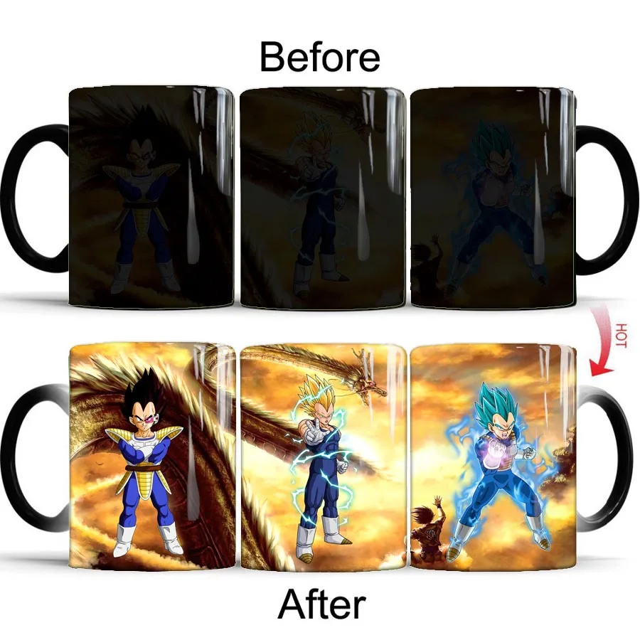 

DRAGON BALL Z Color Changing Mug Anime Figure Goku Vegeta Porcelain Mugs Heat Reveal Magic Milk Tea Cup Christmas Gift For Boy