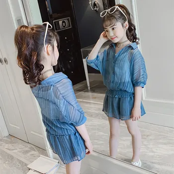 

3 pieces girls clothing sets blouse +pants +vest summer 2019 kids children costume