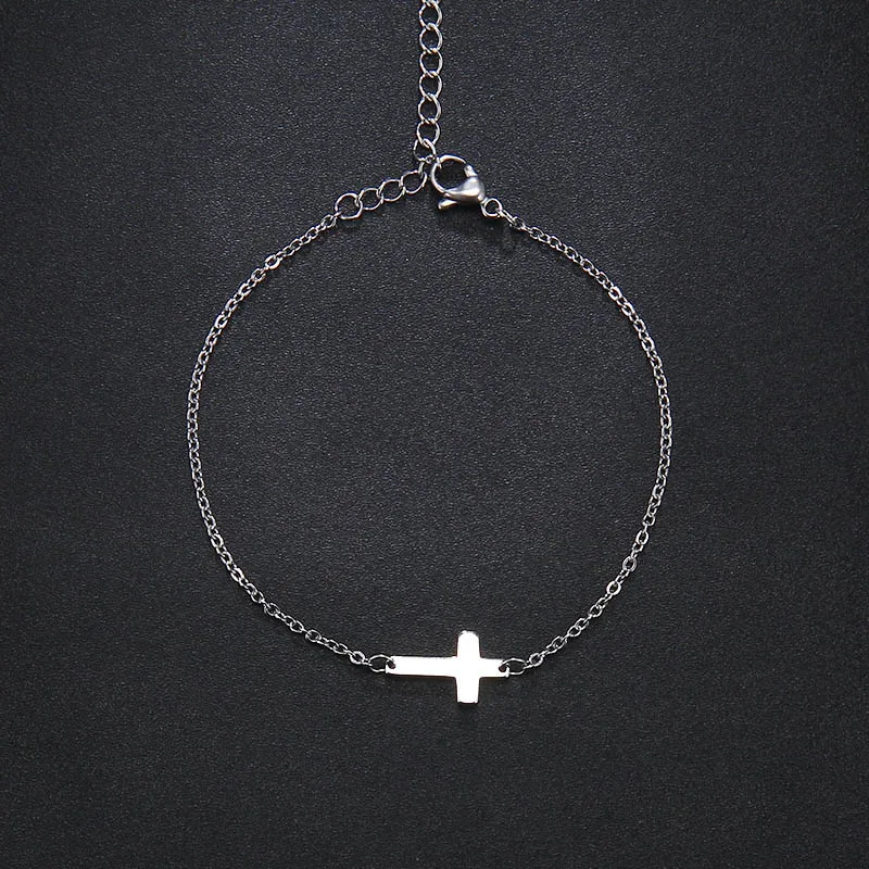 CACANA наборы из нержавеющей стали для женщин крест Форма ожерелье браслет серьги ювелирные изделия любовника обручальные ювелирные изделия S73 - Окраска металла: Silver