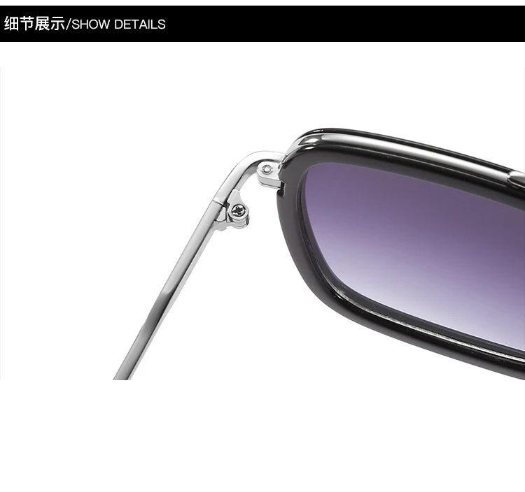 Новая Мода Мстители Тони Старк стиль полета солнцезащитные очки для мужчин квадратный бренд дизайн солнцезащитные очки Oculos Ретро мужской Железный человек 3