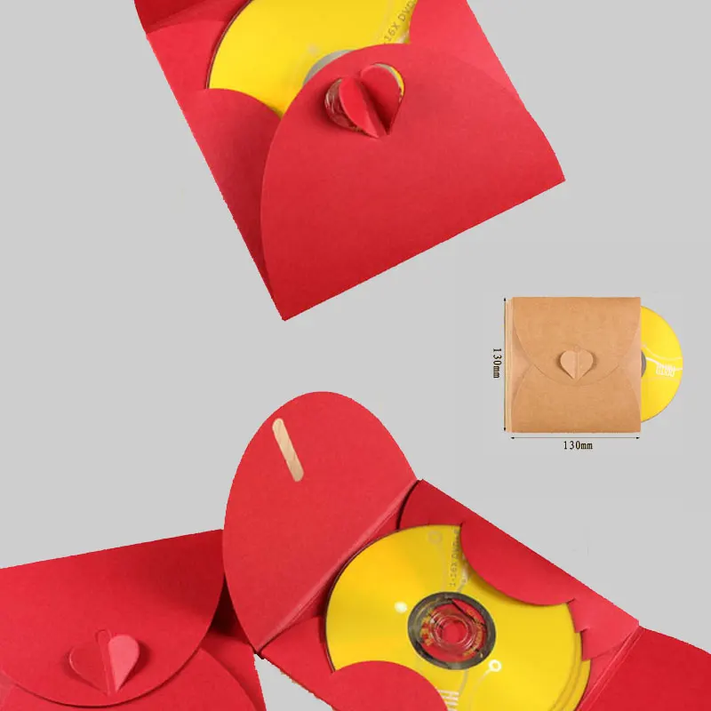 ymjywl CD Case 10PCS/lot CD Packaging Paper Bag For DVD Wedding Photography Bag Can Accommodate 3 Discs