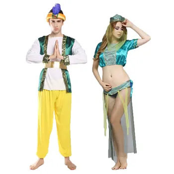 

Umorden Halloween Adult Man Ladies Woman Arab Costume Middle East Dubai Saudi Aladdin Robe Cosplay Costumes Dancing Dress