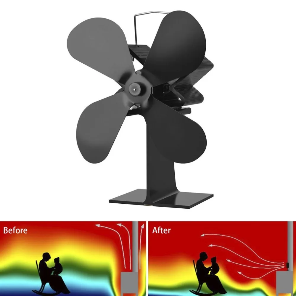 4 Blades Heat Powered Stove Fan Log Wood Burner Ecofan Quiet Black Home Fireplace Fan Efficient Heat Distribution 4 Blades Heat Powered Stove Fan Log Wood Burner Ecofan Quiet Black Home Fireplace Fan Efficient Heat Distribution