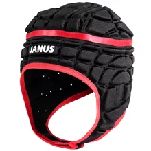 Janus Men’s Pressional Football Soccer Goalkeeper Helmet Rugby Scrum Cap Headguard Black Red Goalie Roller Hat Head Protector