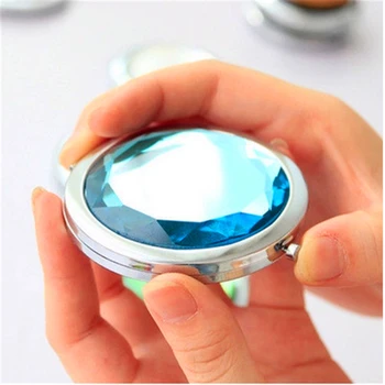 

Gift Double Side Folding Portable Crystal Metal Makeup Small Mirror Beauty Double Sided Makeup Mirror