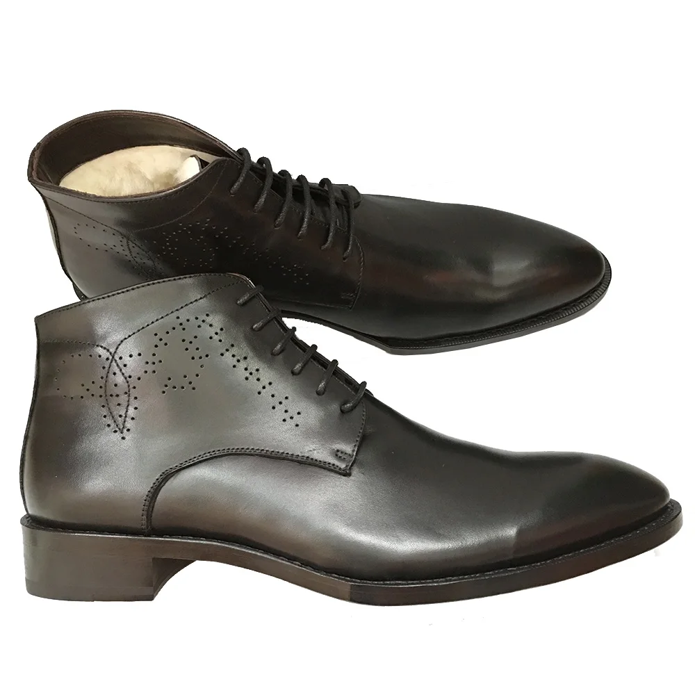 Grueso Beige Nieve Hombre A Tobillo Invierno Lana Importados Negro De 45 Sipriks Wool Botas Negro Goodyear Have Natural Cuero Para Cálido not Hombres Medida zqWST7