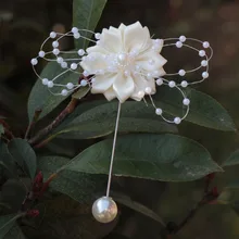 6 шт./лот Кот розы бутоньерки Свадебные корсажи бутоньерка для жениха жемчуг Для мужчин свадебные цветы Брошь Пром HE2