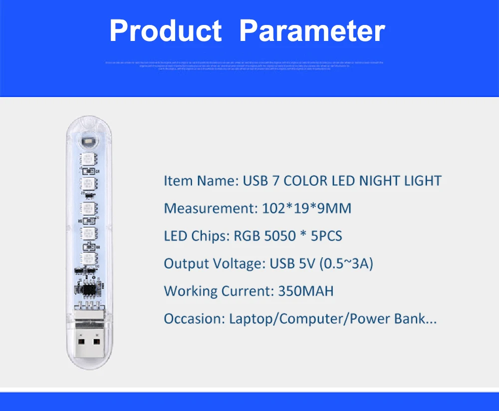 Мини USB ночной Светильник 5 светодиодный s светодиодный светильник переносной RGB5050 книжный светильник s 5V для ПК ноутбуков компьютер Мобильная мощность Кемпинг лампа