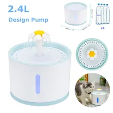 Fonte de água substituível filtro automático de gato, fonte de água muda ativada de carbono 2.4l fonte de água com cabo usb