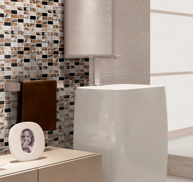 Montado En la pared de azulejos De Mosaico De Vidrio de Malla de Baño