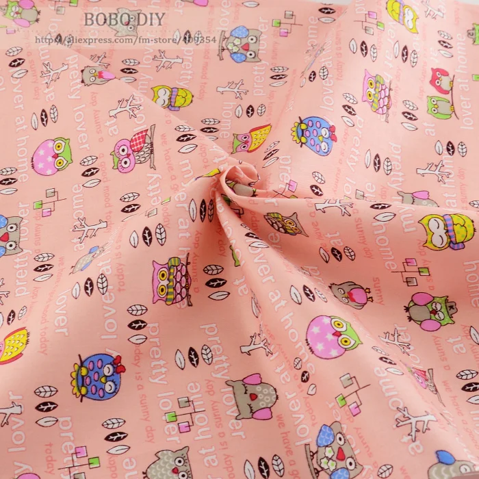 

Teramila Beautiful Owls Printed 1 Meter 100% Cotton Pink Fabric By Meter160cmx100cm Sewing Clothes Bedding Quilting Patchwork