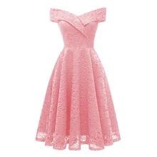 Винтажное кружевное платье женское летнее платье с открытыми плечами однотонное розовое без рукавов женское длинное платье Женская одежда для вечеринки Большие размеры