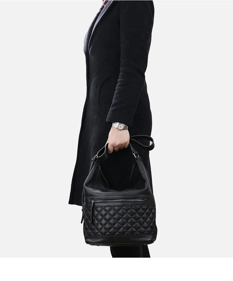 Luxury Designer Women Handbag 2019 Shoulder Bag 100% Genuine Leather Fashion Female Handbag Bucket Lady Tote Purse Large Capacity (12)