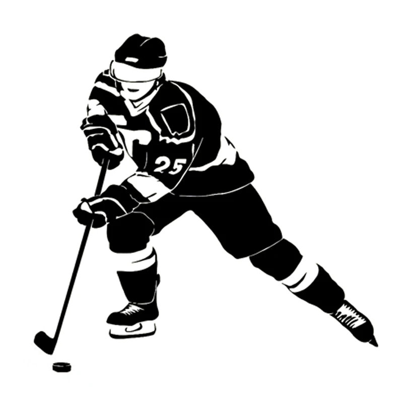 

13.8CM*13.5CM Fashion Hockey Sport Silhouette Decal Vinyl Car Stickers Black/Silver Decoration S9-1170