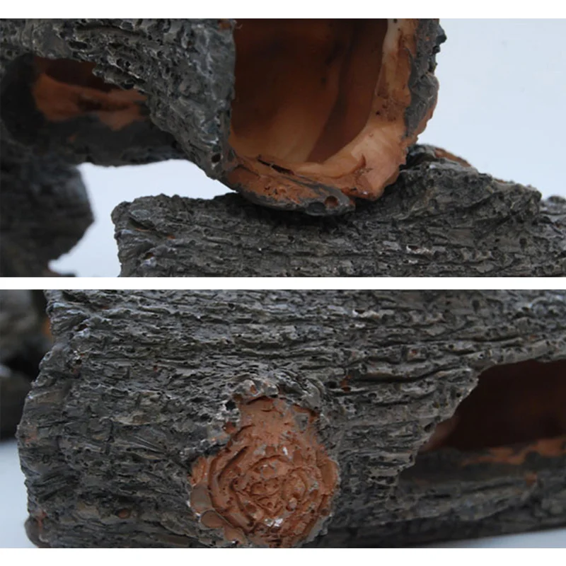 Newly Aquarium Ornament Hollow Trunk Simulation Tree Log Wood Polyresin Landscape Fish Tank Decoration Artificial Tank Supplies