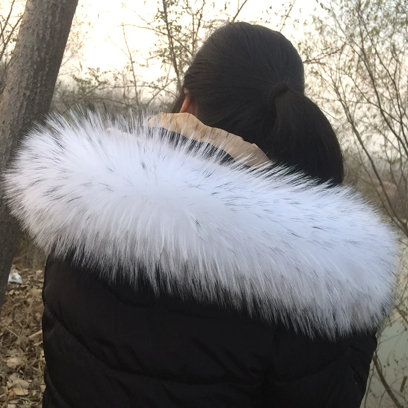 Воротник из натурального меха енота шарфы 100% модное зимнее пальто унисекс