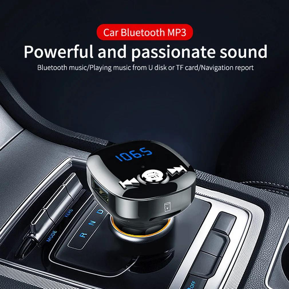 Автомобильное автомобильное зарядное устройство+ Сертифицированный usb-кабель с разъемом Lightning зарядка Беспроводная связь Bluetooth Поддержка музыки TF карта для iphone huawei iPod ipad