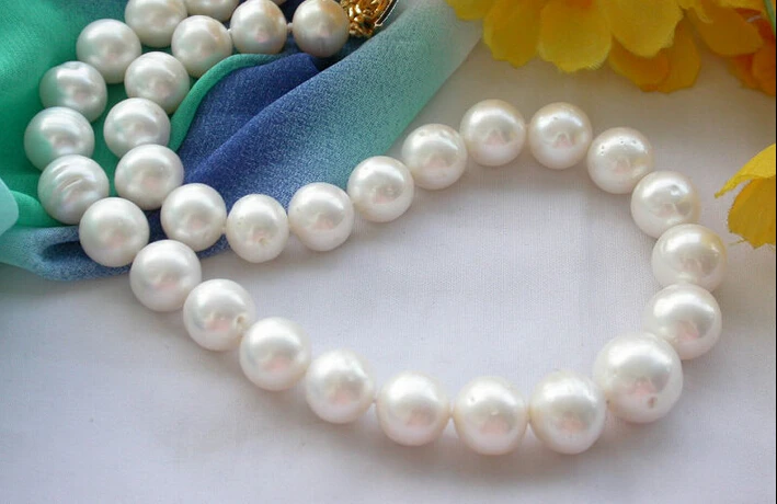 

fast z4243 REAL 17" 14mm ROUND white FRESHWATER PEARL NECKLACE