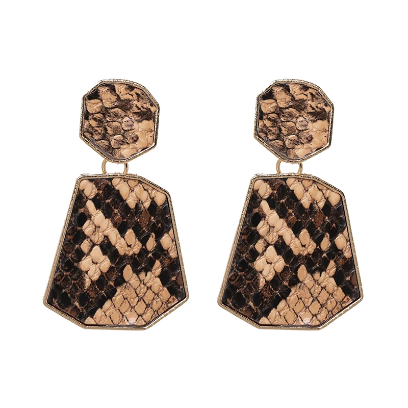 Винтажные висячие серьги FASHIONSNOOPS из змеиной кожи для женщин большие эффектные