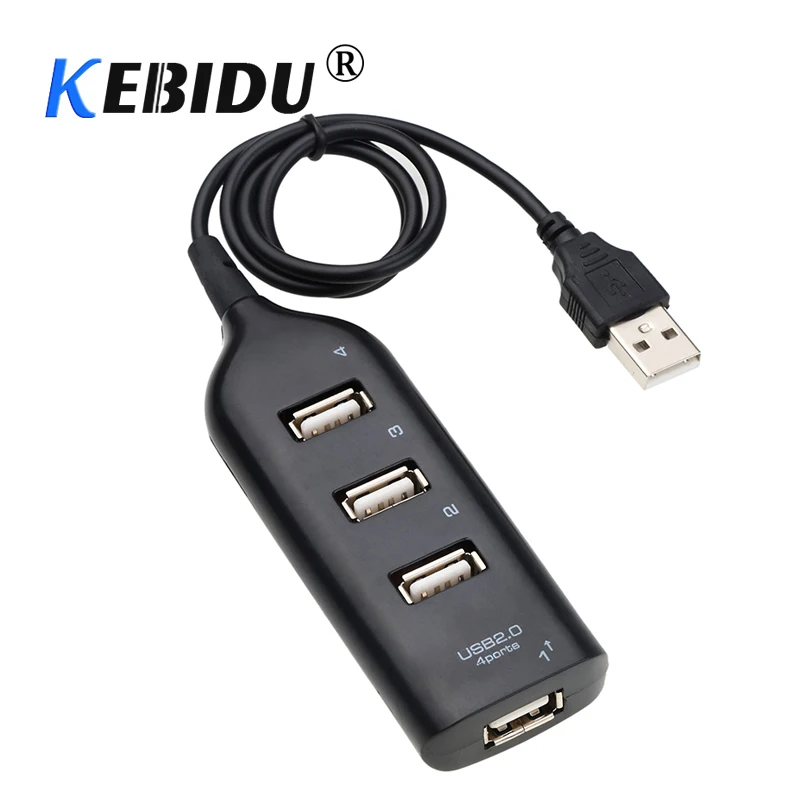 Kebidu мини USB 2,0 Hi-Скорость 4 Порты и разъёмы usb-хаб разветвитель адаптер для ПК компьютер для Портативный жестких дисков