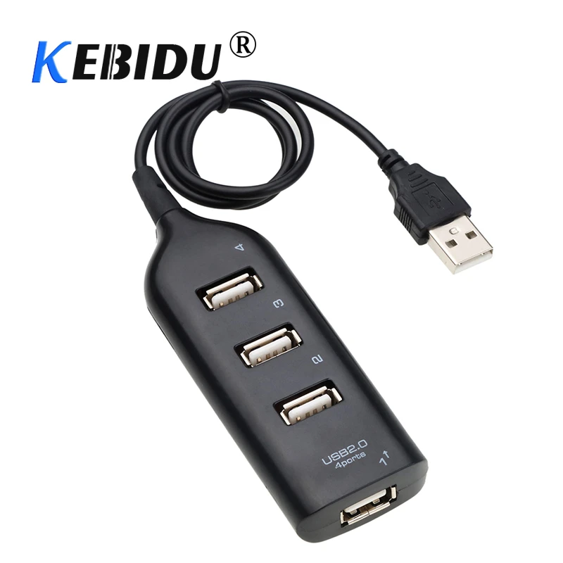 Black 4 Ports USB 2.0 Hub Data Transfe Splitter Adapter for PC Laptop by Uptell Black 4 Ports USB 2.0 Hub Data Transfe Splitter Adapter for PC Laptop by Uptell