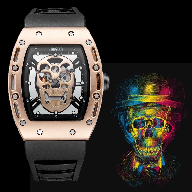  Baogela 2017 New Arrival Pirate Skull Style Quartz Men Watches Military Silicone Brand Sports Watch
