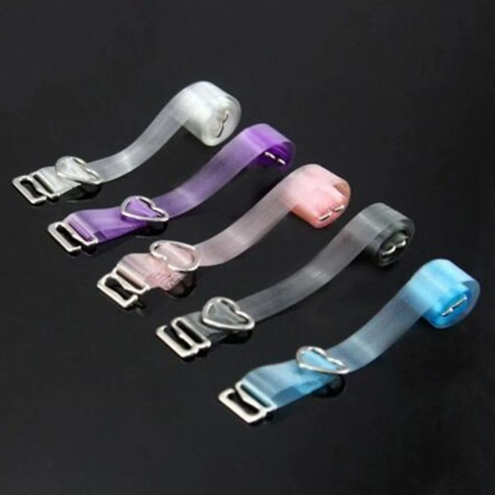 

1 Pair High Elastic Fashion Stripe Adjustable Transparent Bra Underwear Strap Button Adjustable Invisible Clear Crystal Shoulder