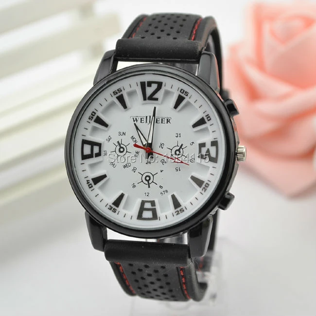 高品質人気 Weijieer ブランドシリコーンの腕時計卸売メンズスポーツクォーツ時計ホット販売軍用時計黒と白 Watch Black Watch Brandwatch Hot Aliexpress