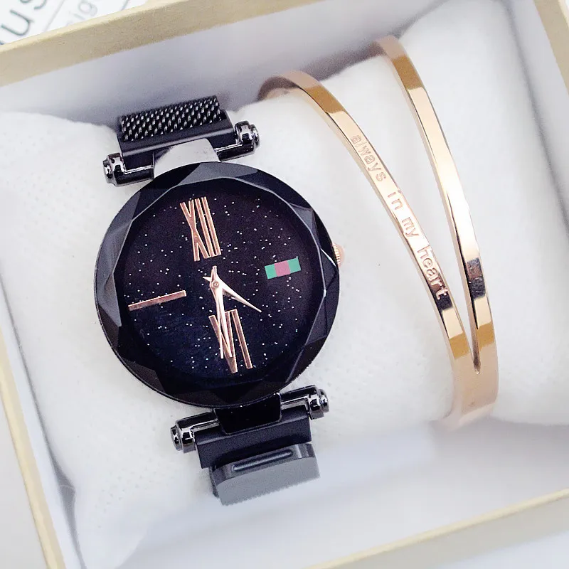 

Women Watches Top Luxury Brand Starry Sky Waterproof Magnet Magnet Stainless Steel Mesh Quartz Watch Ladies Gifts