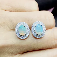 Опал серьги натуральный Опал 925 Серебро 0.78ct* 2 шт. драгоценные камни ювелирные украшения# X190110002