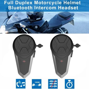 

2pcs BT-S3 1000m Motorcycle Bluetooth Headset Intercom Wireless Handsfree Stereo Music FM Radio GPS MP3 Interphone to 2-3 Riders