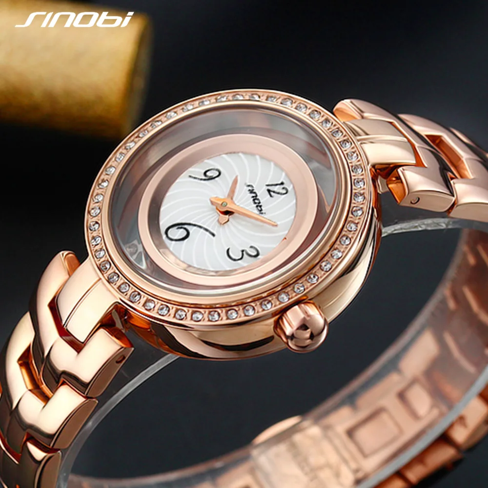 

SINOBI New High Quality Stainless Steel Quartz Watch Women Luxury Shell Dial Women Watches 2019 Party Ladies Watch Montre Femme