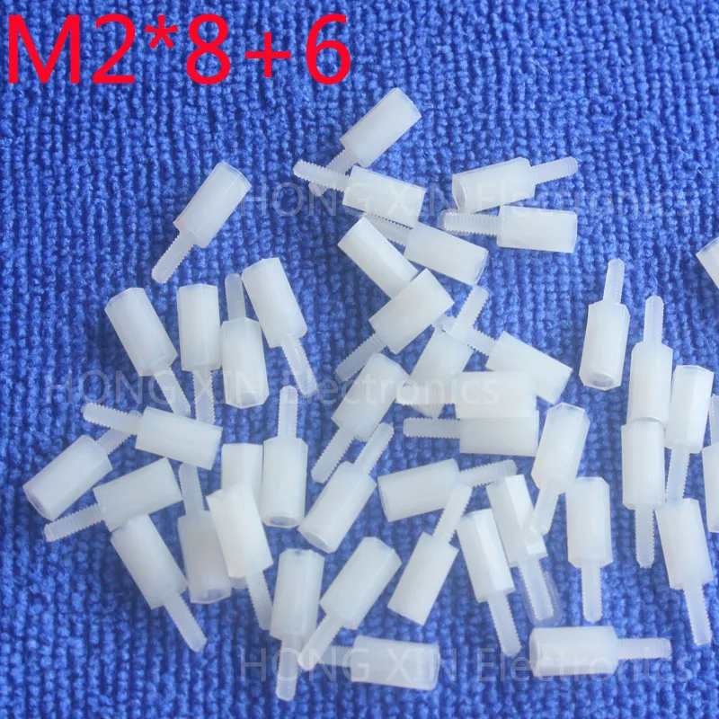 

M2*8+6 1pcs White nylon Standoff Spacer Standard M2 Male-Female 8mm Standoff Kit Repair parts High Quality