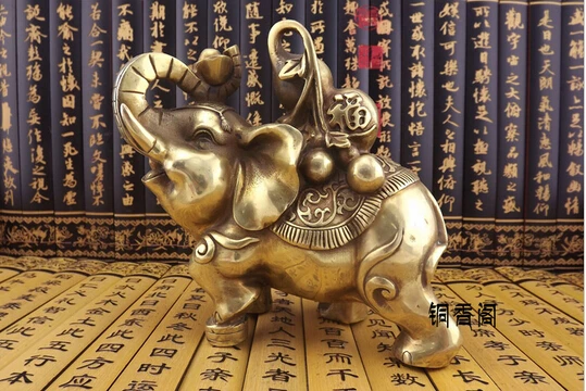 

B0602 503Old antique Bronze Arts & Crafts Copper elephant decoration gourd elephant copper feng shui decoration lucky statue