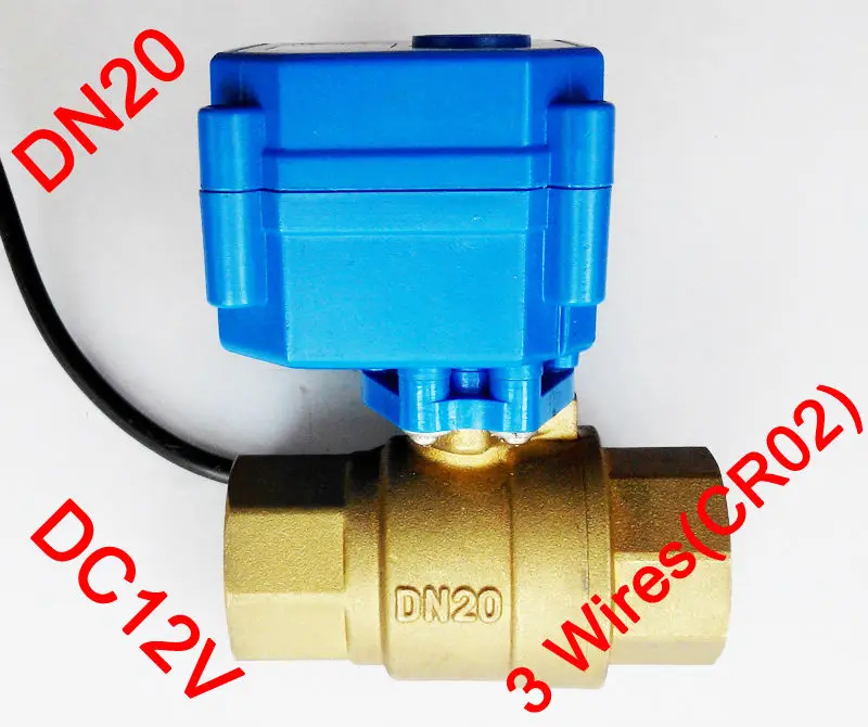Elétrica para Fan 3 e 4 Brass Elétrica Válvula Acionada Dc12v Morotized Válvula 3 Fio cr02 Controle Dn20 Válvula Coil