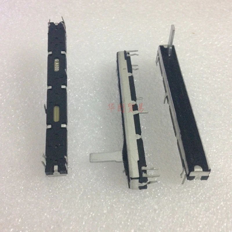 4pcs Straight Slide Potentiometer A10Kx2 For Peavey Mixer / Shank Length 15MM Variable resistors Stereo Fader