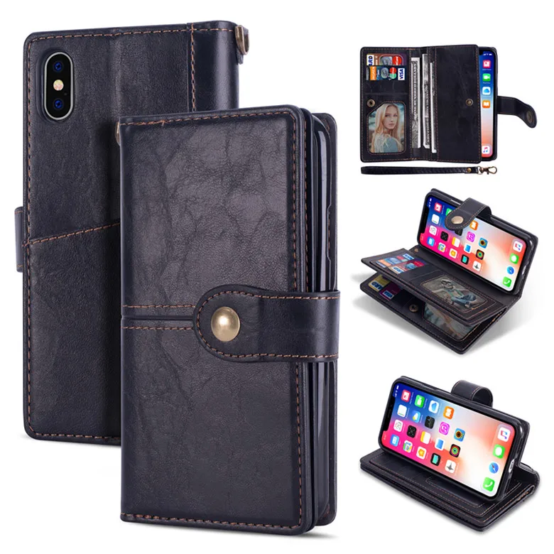 

Classic Flip Leather PU Cover Case with More Card Slot for Iphone 6 6plus 7 8 plus x Samsung S8 S9 S9plus