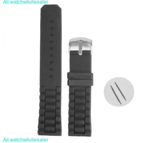 22mm Simple Black Silicone Jelly Rubber Unisex Watch Band Straps WB1052M22JB