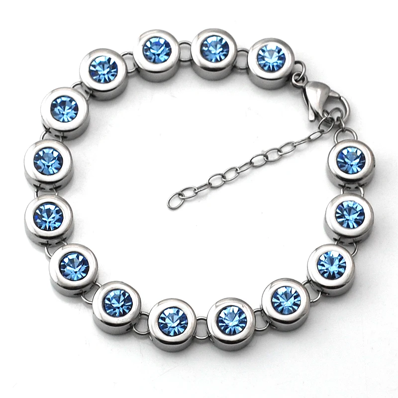 Wollet Health Energy Jewelry Women Bracelet Blue Stainless Steel