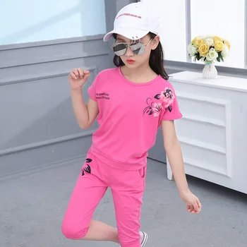 

Summer Kids Clothes Suits Fashion Printing O-neck Toddler Girls Clothing Set New Casual Children Clothing Set