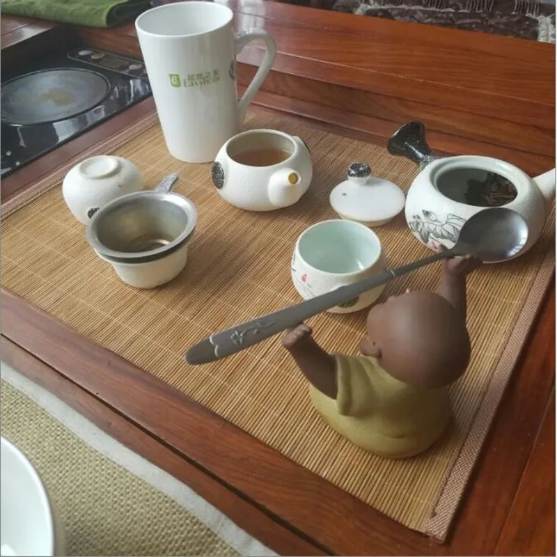 الكونغ فو الشاي الملحقات الخيزران حصيرة المفارش المائدة الطعام الجدول حصيرة العزل عدم الانزلاق وسادة كوستر مطبخ ملحقاتها