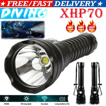 

XHP70 3160LM 100m LED Diving Flashlight Torch Scuba Light Lamp IP68 Waterproof