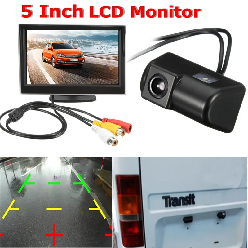 

CCD HD Car Parking Backup Camera And Connect Car Rear View Reverse Camera + 5 Inch Car Monitor For Ford/Transit