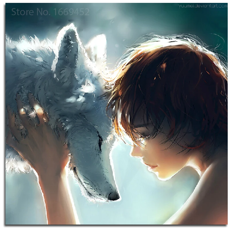 Anime wolf boy and girl