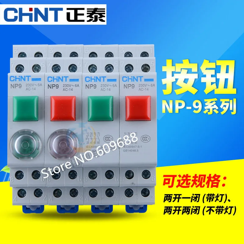 CHINT Momentary NP9 Push button Pushbutton Switch with LED 230v Modular