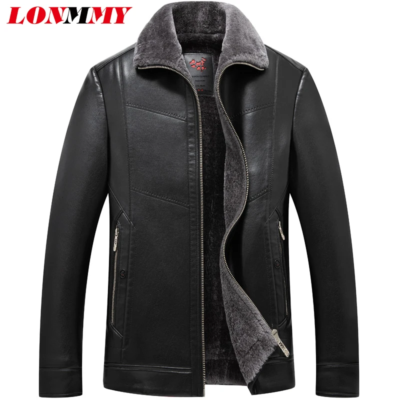 LONMMY 4XL 5XL Мех животных пальто для мужчин мужская кожаная куртка из искусственной