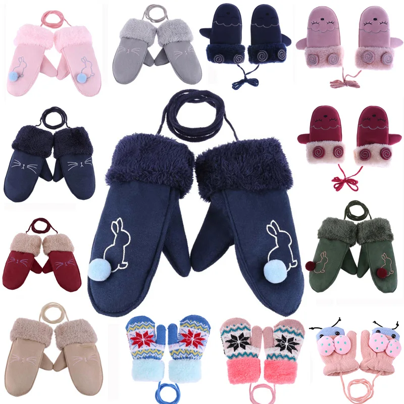 

New Arrival Baby Winter Boys Girls Knitted Warm Gloves Rope Baby Full Finger Mittens Gloves Baby Boys Girls Cotton Gloves