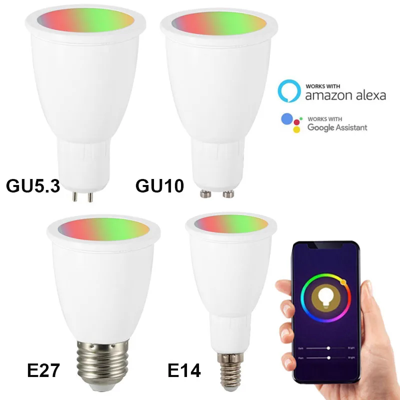 Умная Светодиодная светильник ПА 6 Вт GU10/GU5.3/E27/E14 RGBW WiFi|Энергосберегающие и